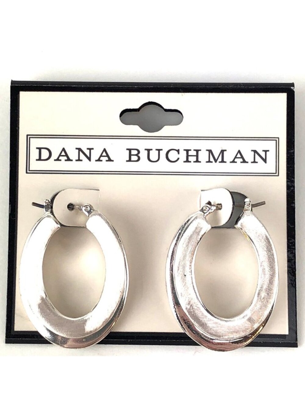 Dana Buchman Earrings Silver-tone Brushed Double Layer Hoops